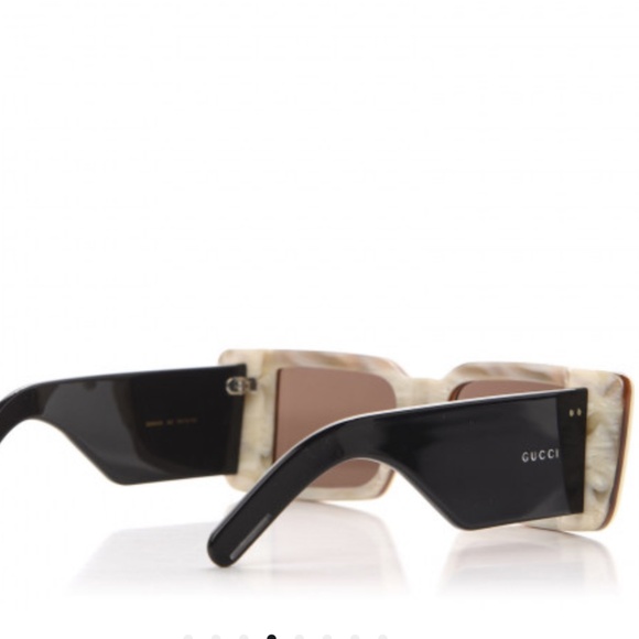 GUCCI  Acetate Rectangular Flap GG0543S Sunglasses White Black - Picture 2 of 7